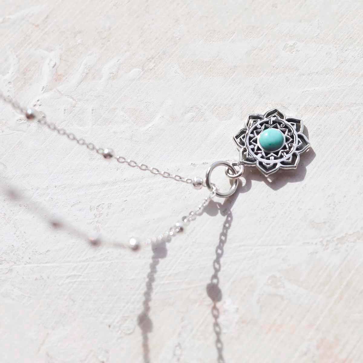 Sterling Silver Turquoise Moroccan Flower Necklace