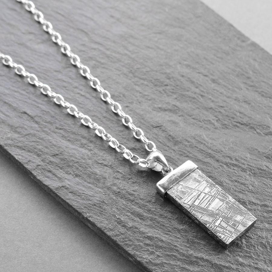 Muonionalusta Meteorite Sterling Silver Tipped Necklace