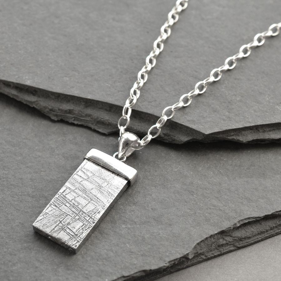 Muonionalusta Meteorite Sterling Silver Tipped Necklace