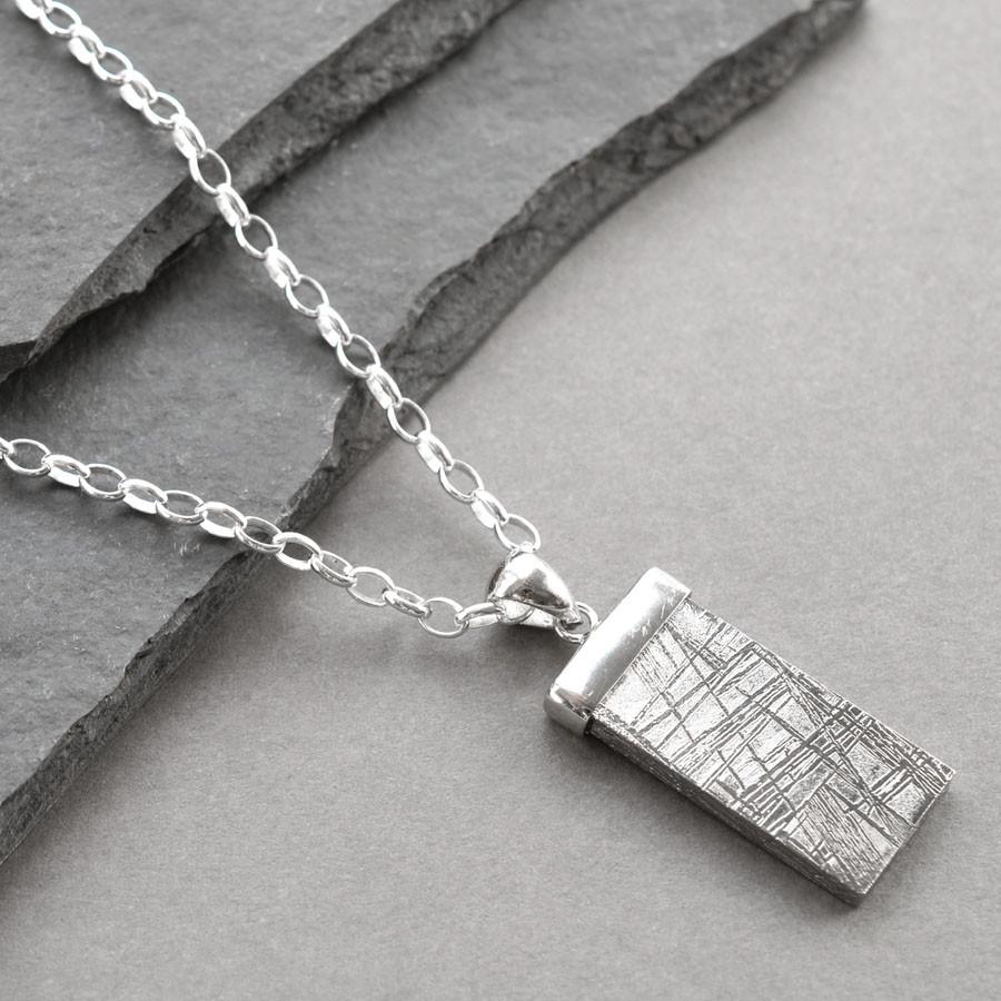 Muonionalusta Meteorite Sterling Silver Tipped Necklace