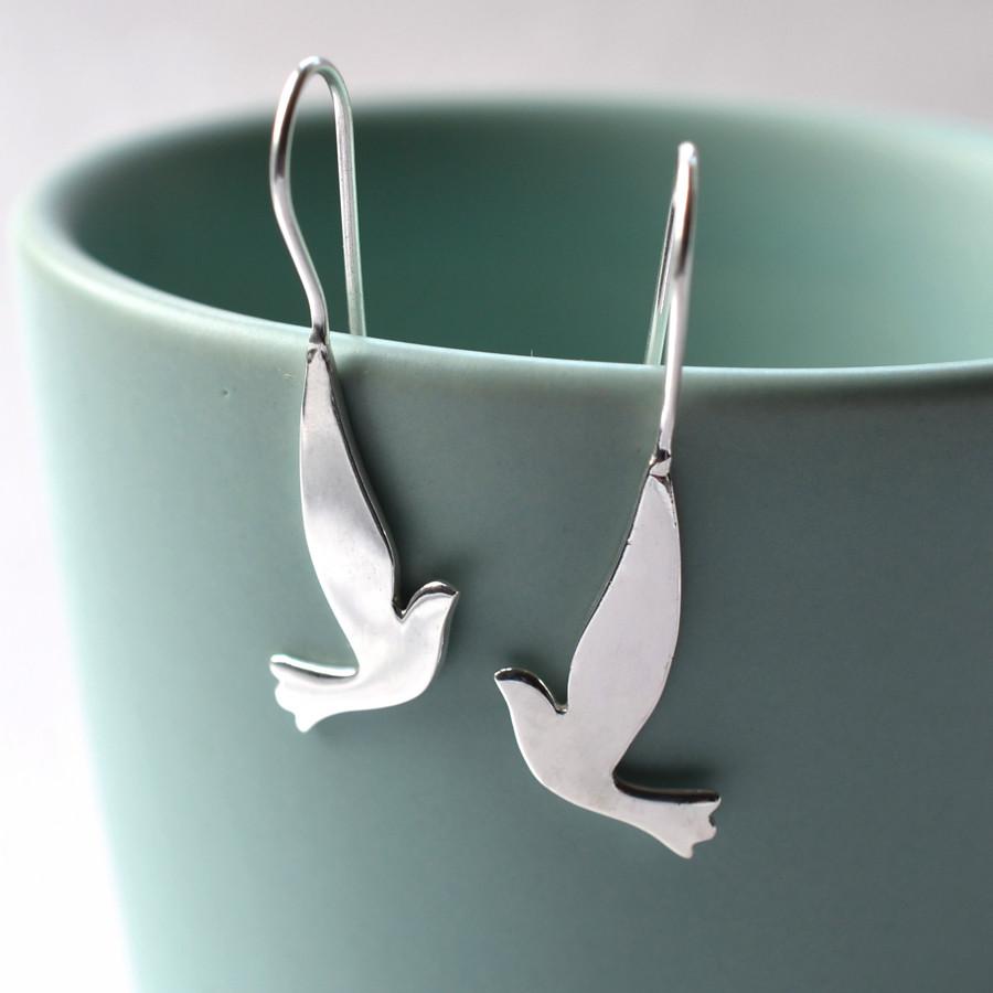 Sterling Silver Dove Drop Earrings