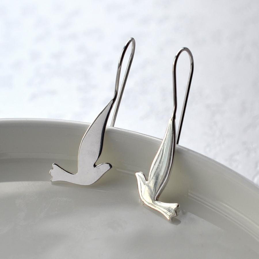 Sterling Silver Dove Drop Earrings
