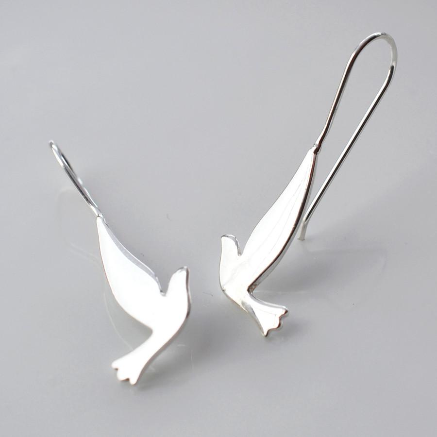 Sterling Silver Dove Drop Earrings