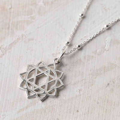 ML816 Sterling Silver Large Heart Chakra Pendant Necklace 3