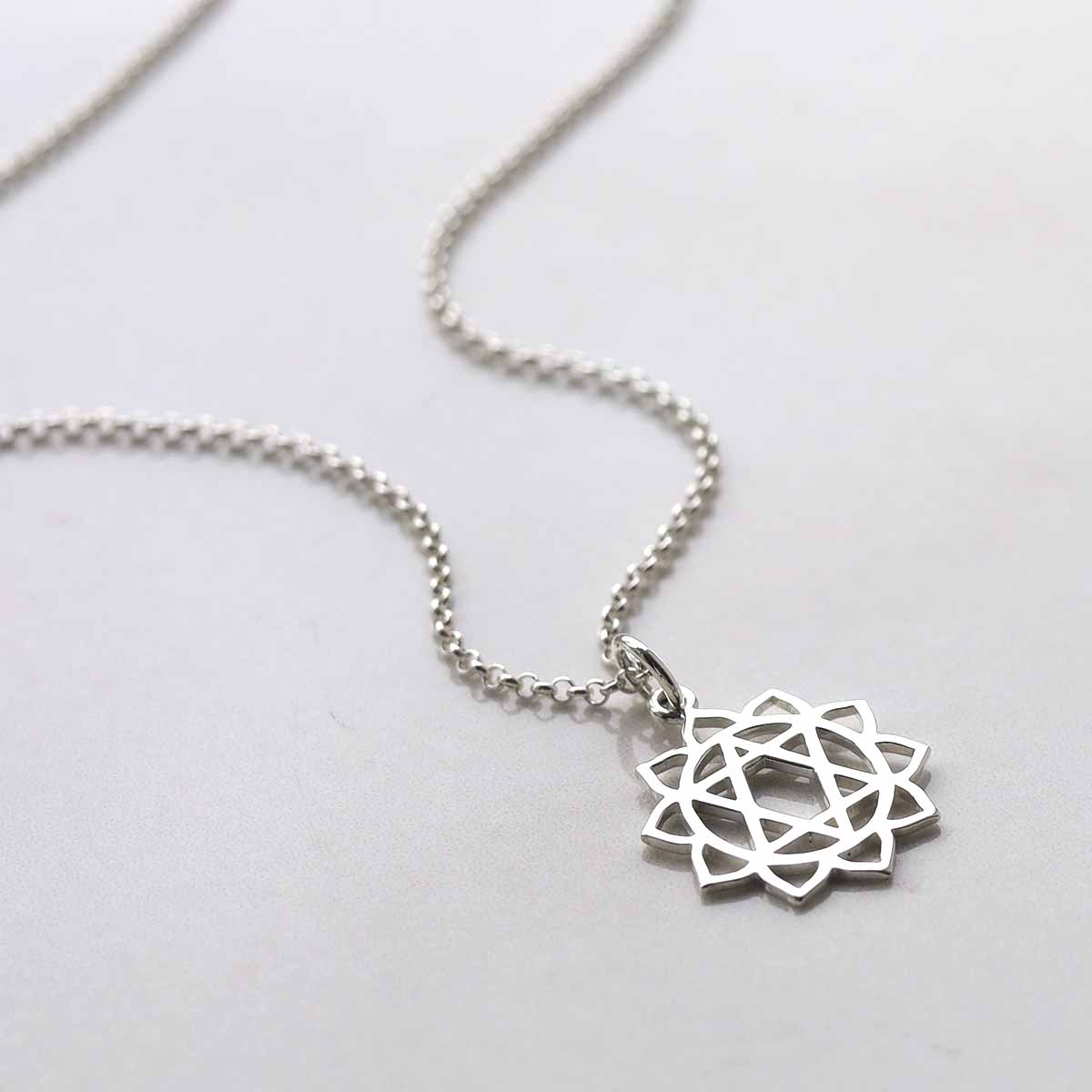 Sterling Silver Large Heart Chakra Pendant Necklace