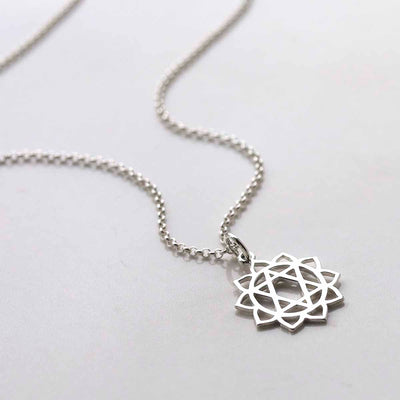 ML816 Sterling Silver Large Heart Chakra Pendant Necklace