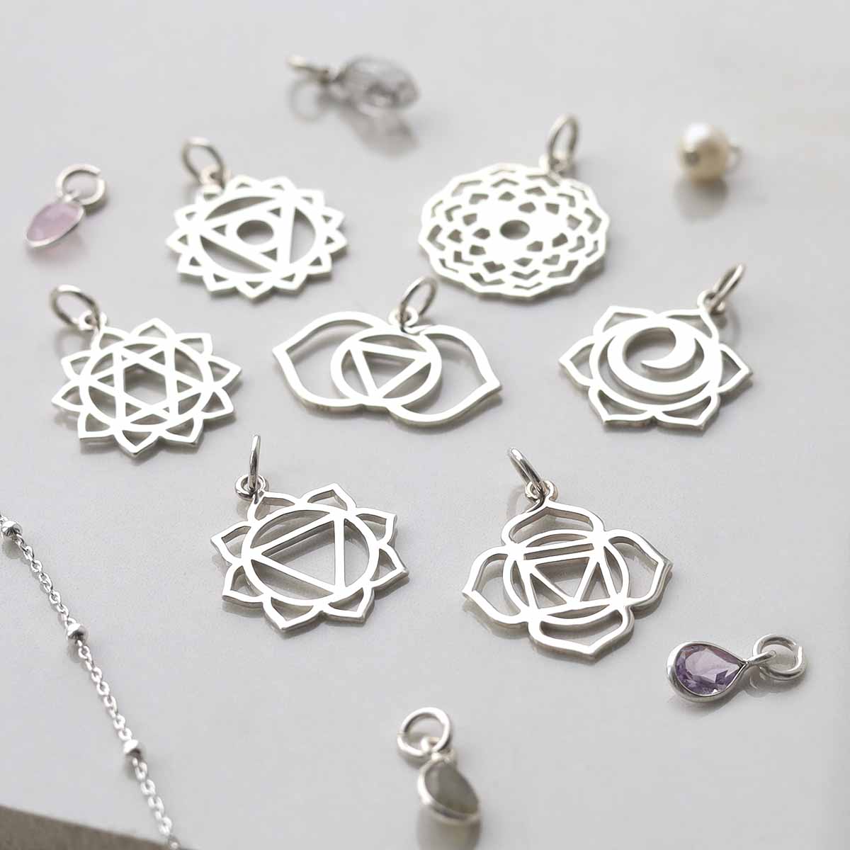 Sterling Silver Large Heart Chakra Pendant Necklace