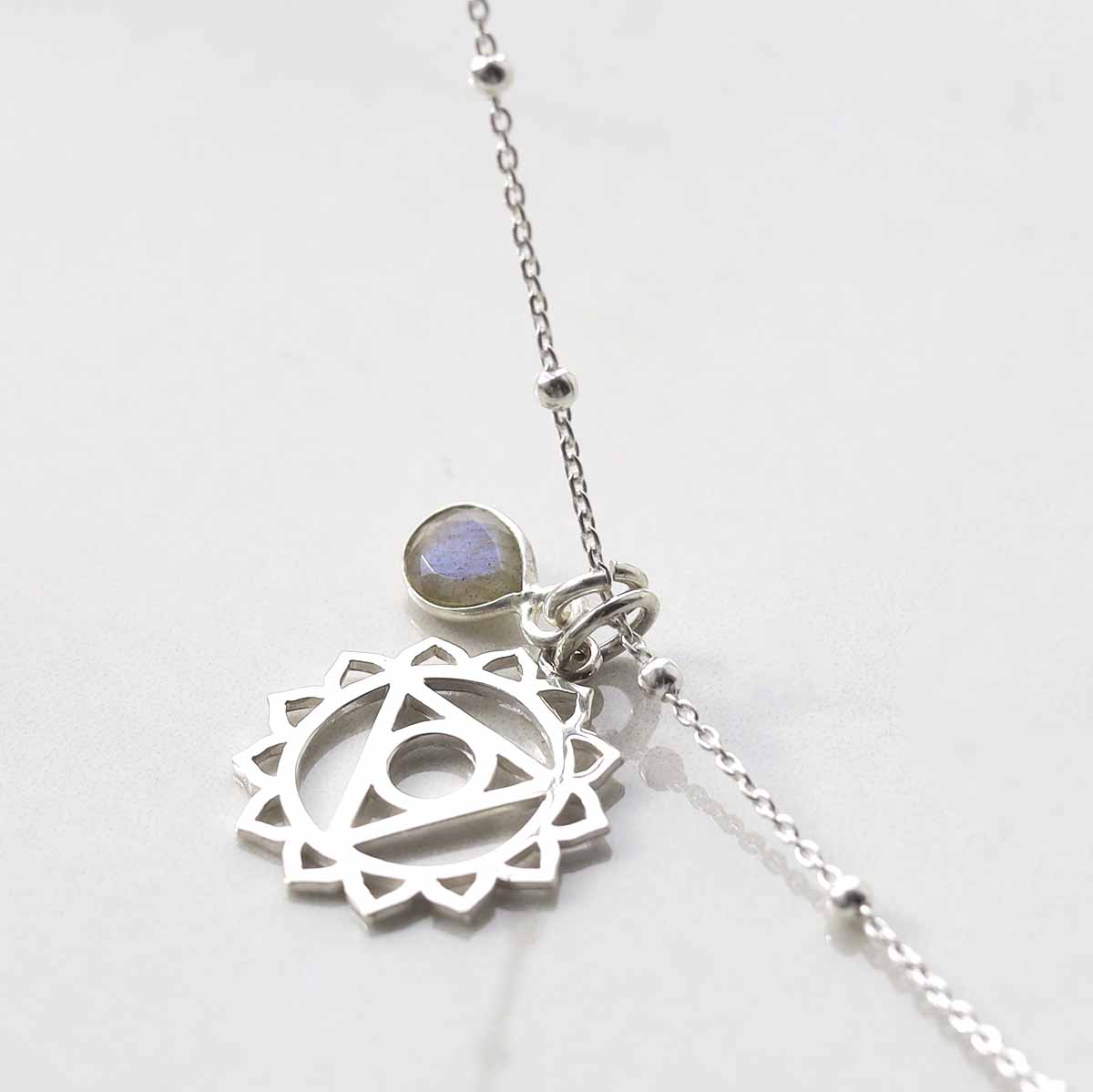 Sterling Silver Large Heart Chakra Pendant Necklace