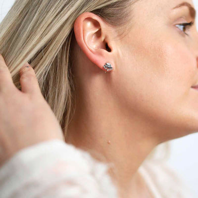 ML780m Sterling Silver Ornate Mother of Pearl Stud Earrings 2  Model