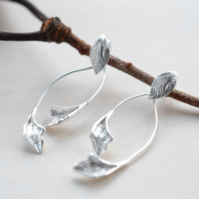 MJ0312E Silver Falling Leaves Earrings
