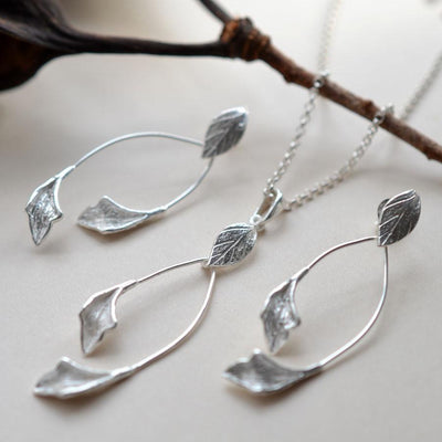 MJ0312S Silver Falling Leaves Set 2