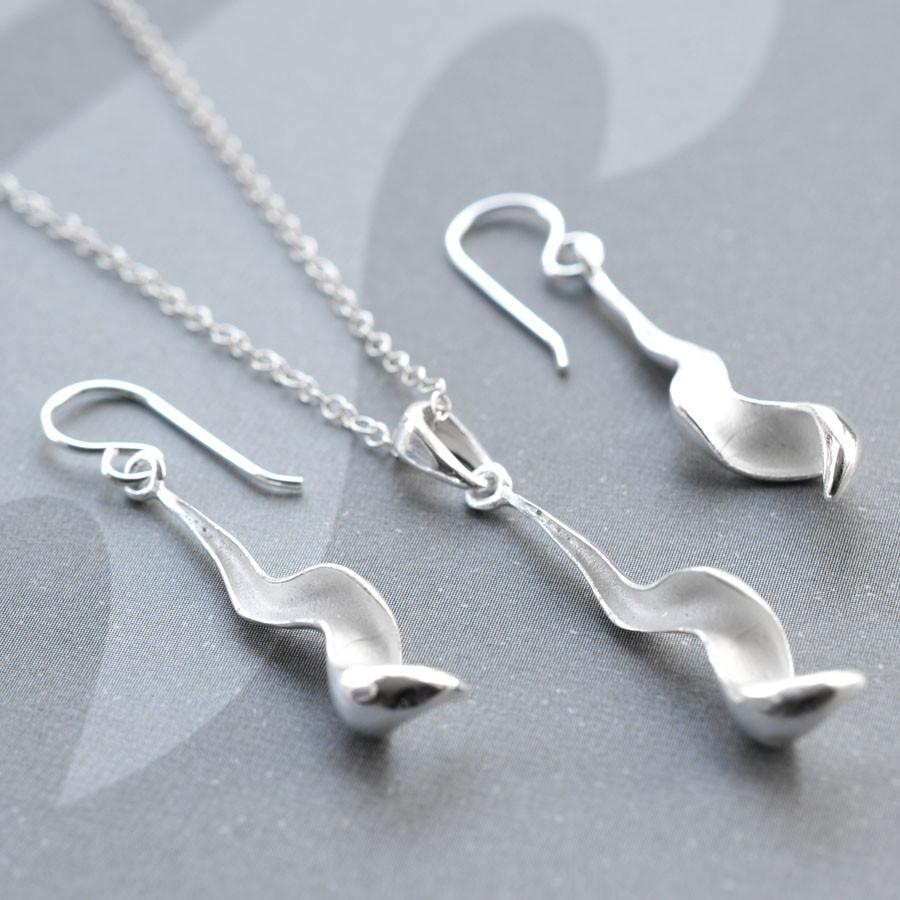 Sterling Silver Falling Leaf Jewellery Set