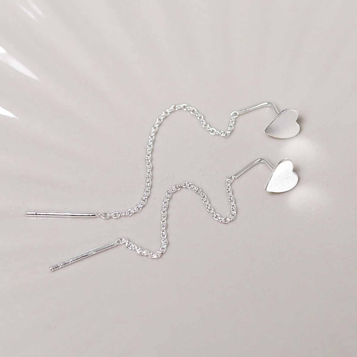 Sterling Silver Heart Ear Threaders