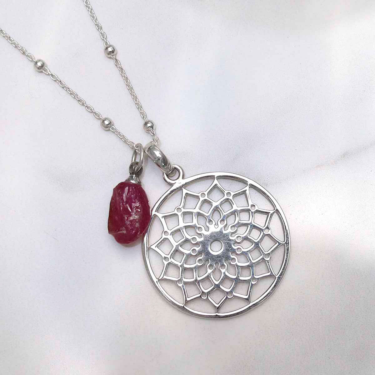 Sterling Silver Mandala Pendant Necklace