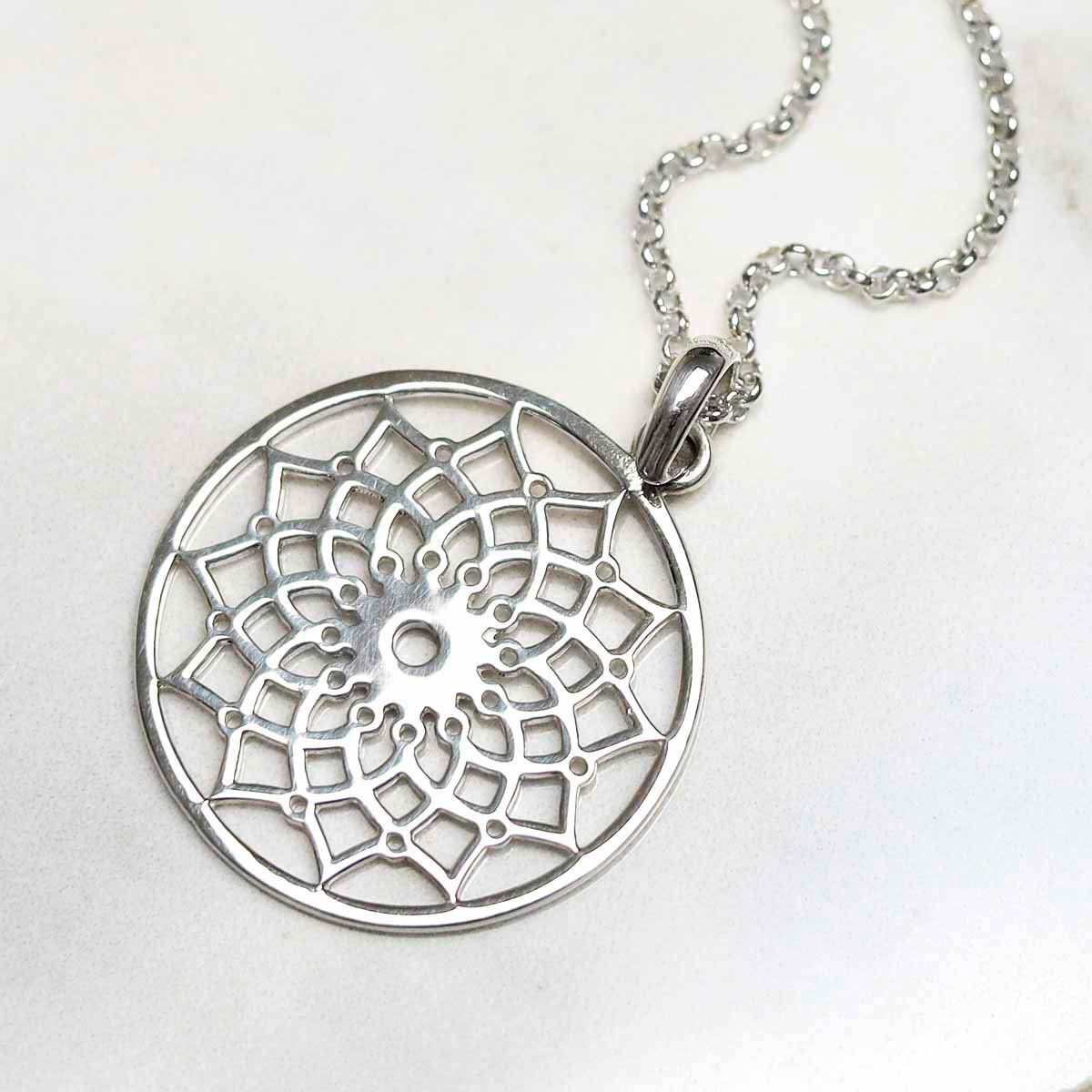 Sterling Silver Mandala Pendant Necklace