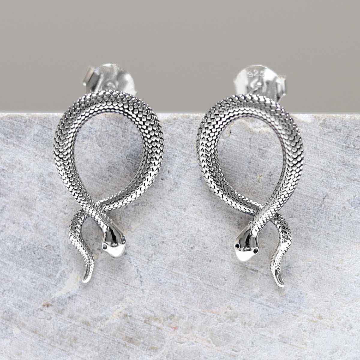 Sterling Silver Snake Stud Earrings