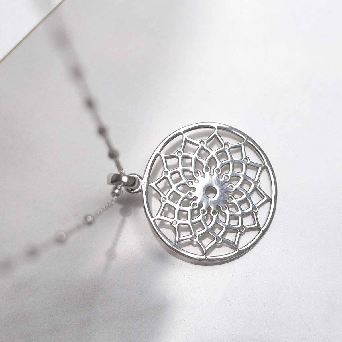 Sterling Silver Mandala Pendant Necklace