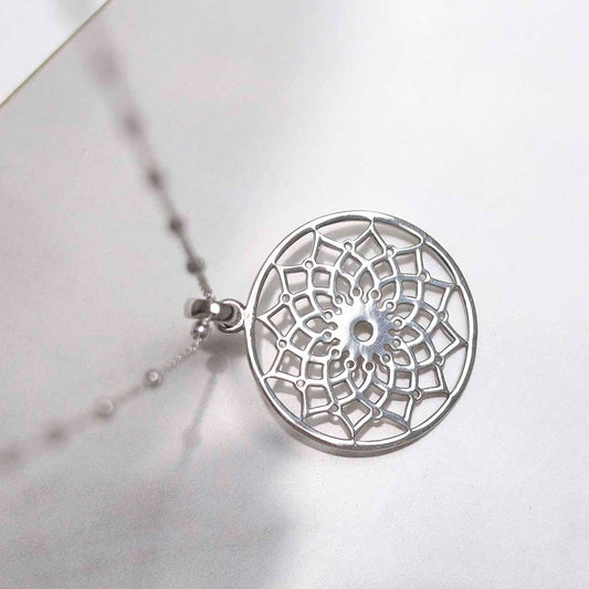 ML811 Sterling Silver Mandala Pendant Necklace 3