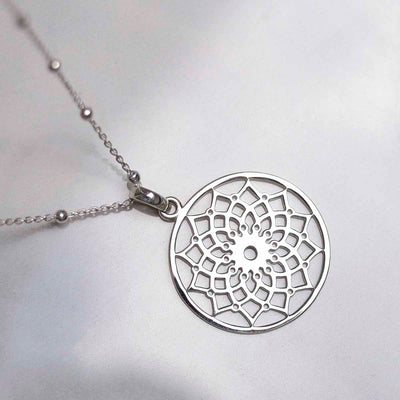 ML811 Sterling Silver Mandala Pendant Necklace 2