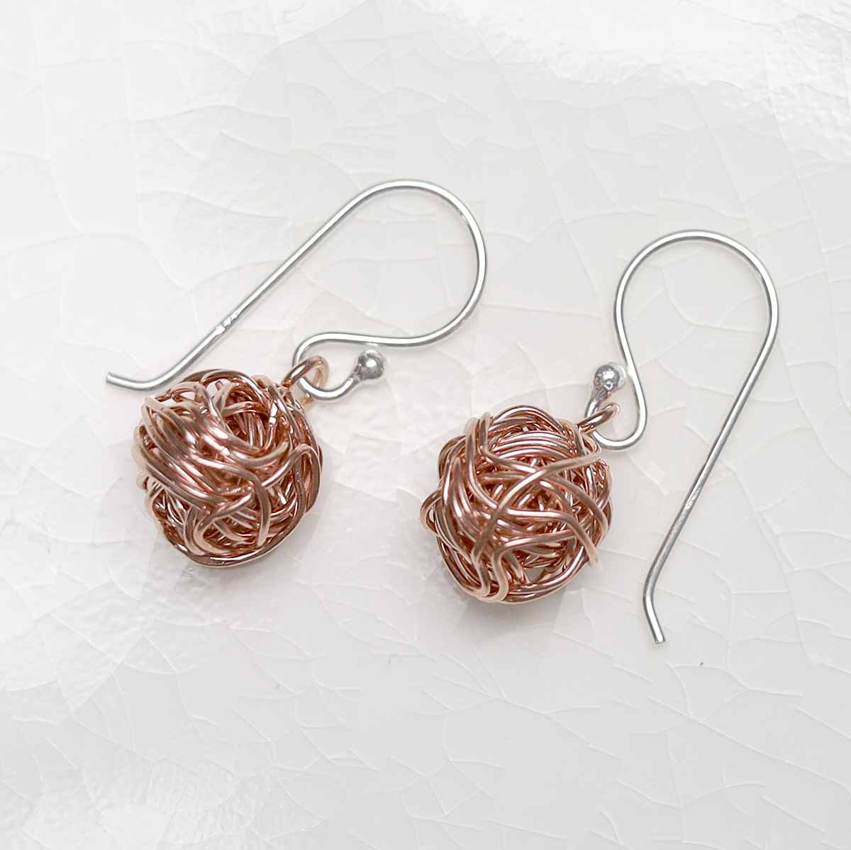 Sterling Silver Rose Gold Yarn Earrings
