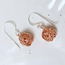 MD376 Sterling Silver Rose Gold Yarn Earrings
