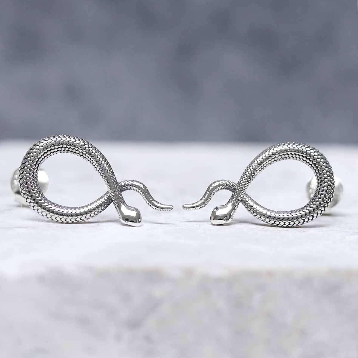 Sterling Silver Snake Stud Earrings