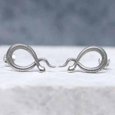 ML779 Sterling Silver Snake Stud Earrings