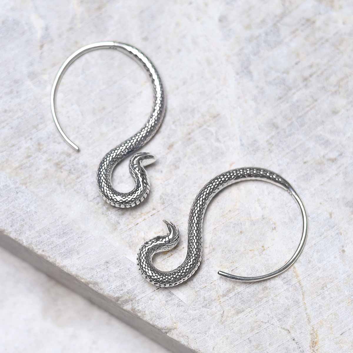 Sterling Silver Cobra Drop Earrings