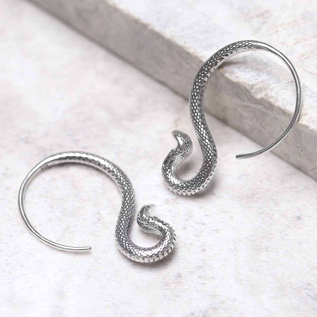Sterling Silver Cobra Drop Earrings