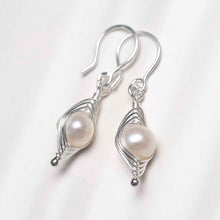 ML801 Sterling Silver Pearl Wire Dangly Earrings 2
