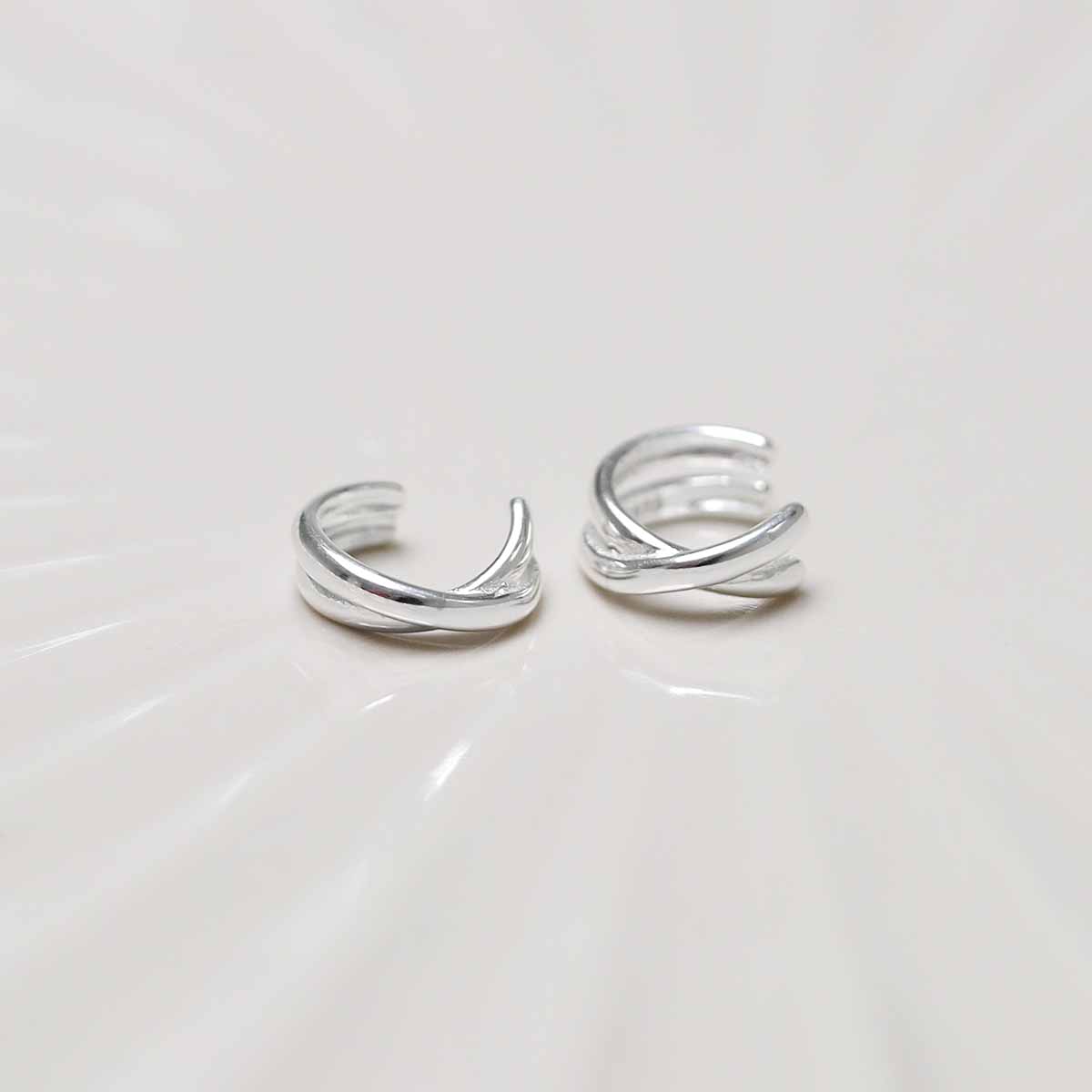 Sterling Silver Double Row Ear Cuffs