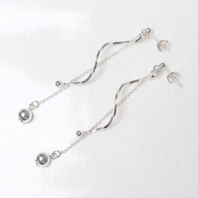 ME493 Sterling Silver Dancing Twist And Ball Stud Earrings 1