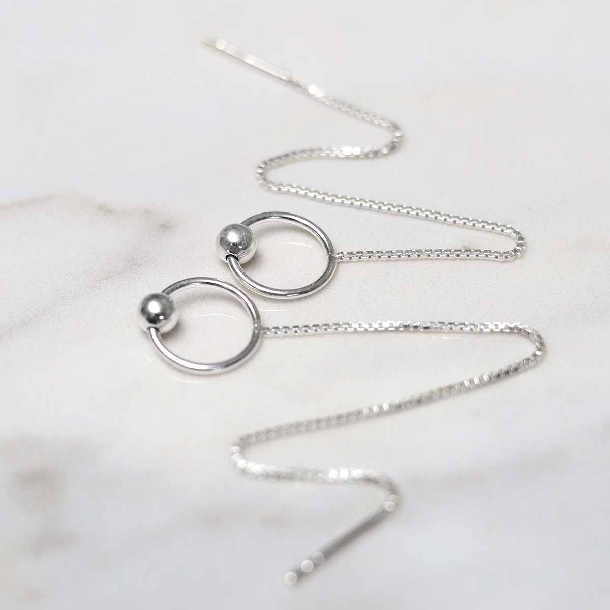 Sterling Silver Ring and Ball Threader Earrings