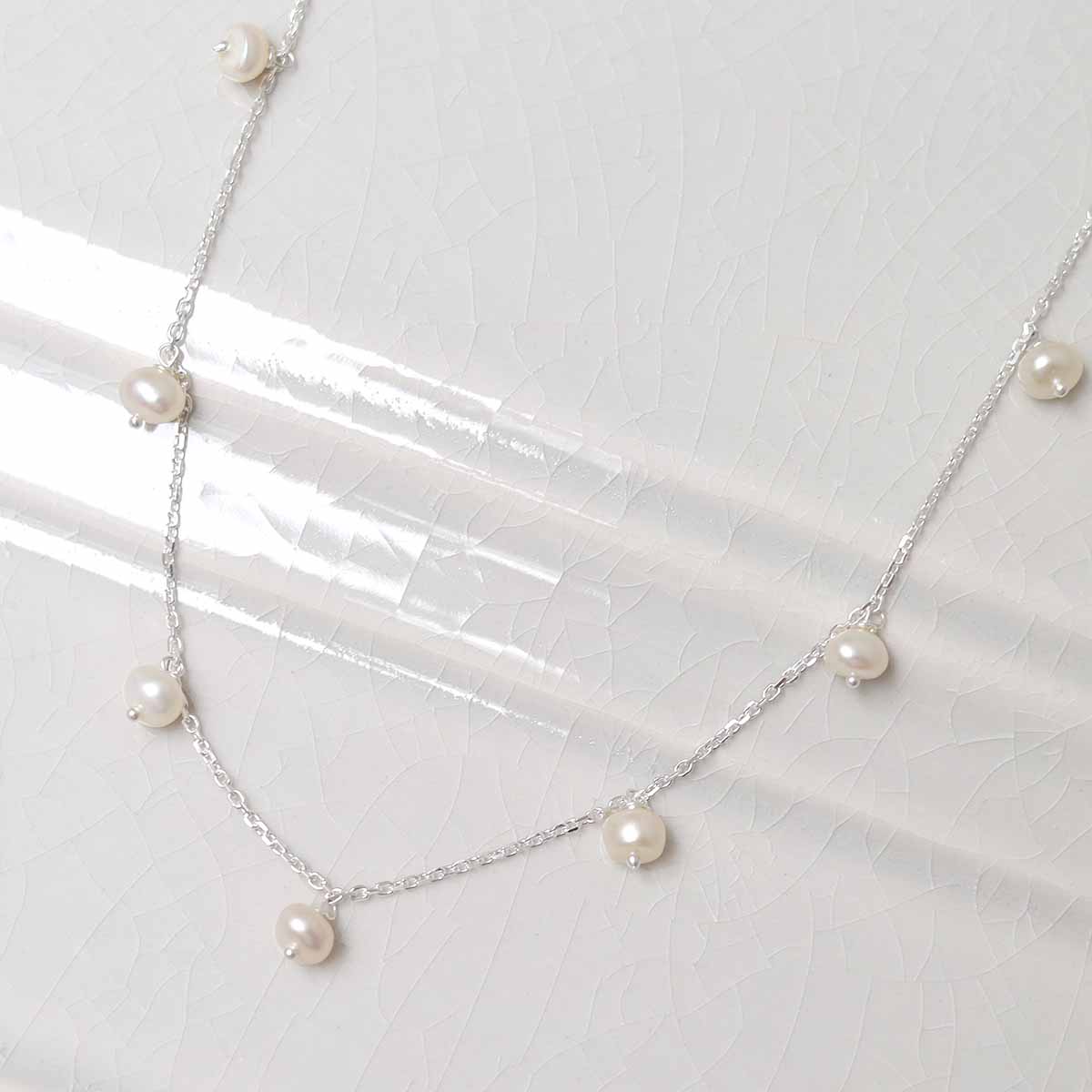 Sterling Silver String of Pearls Necklace