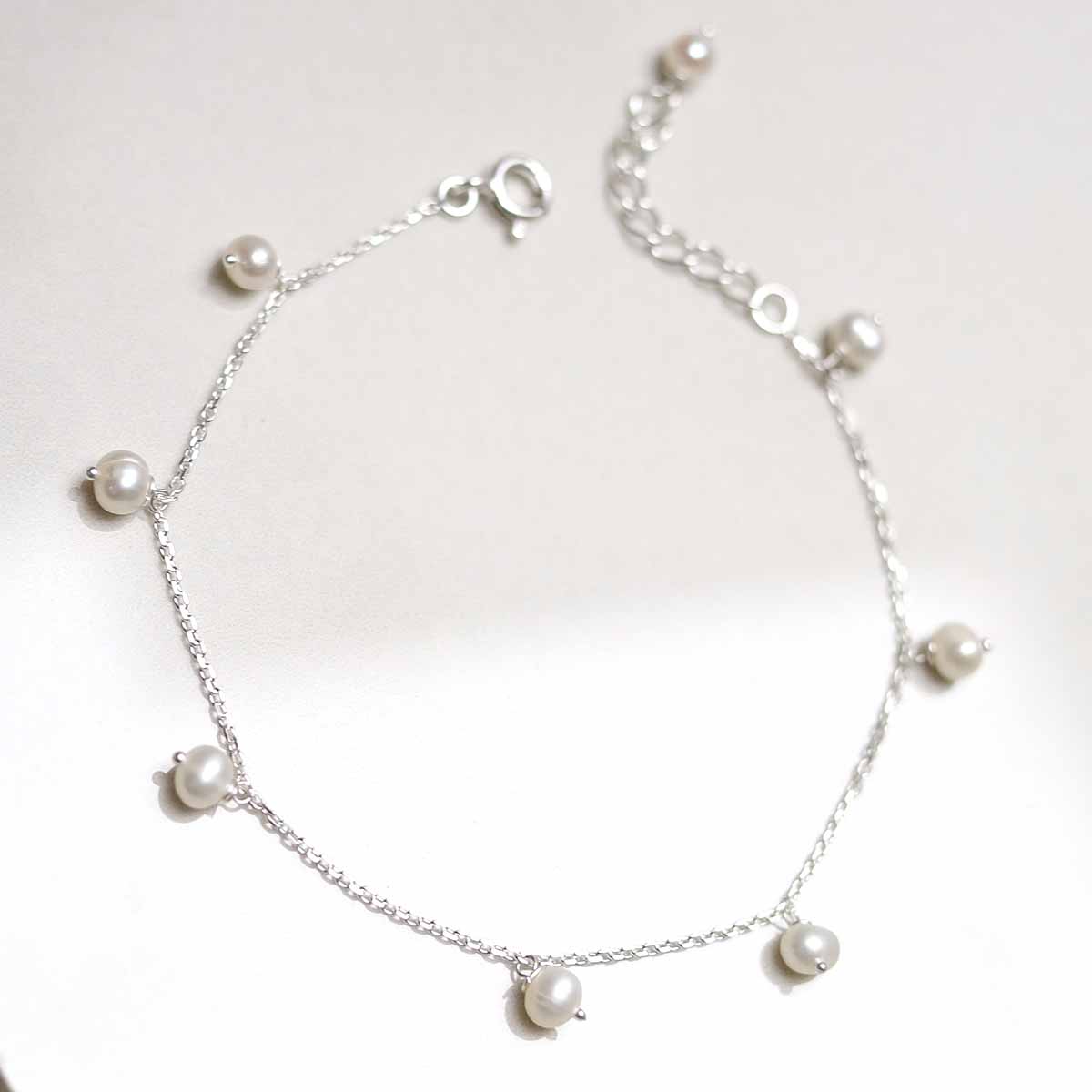 Sterling Silver String of Pearls Bracelet