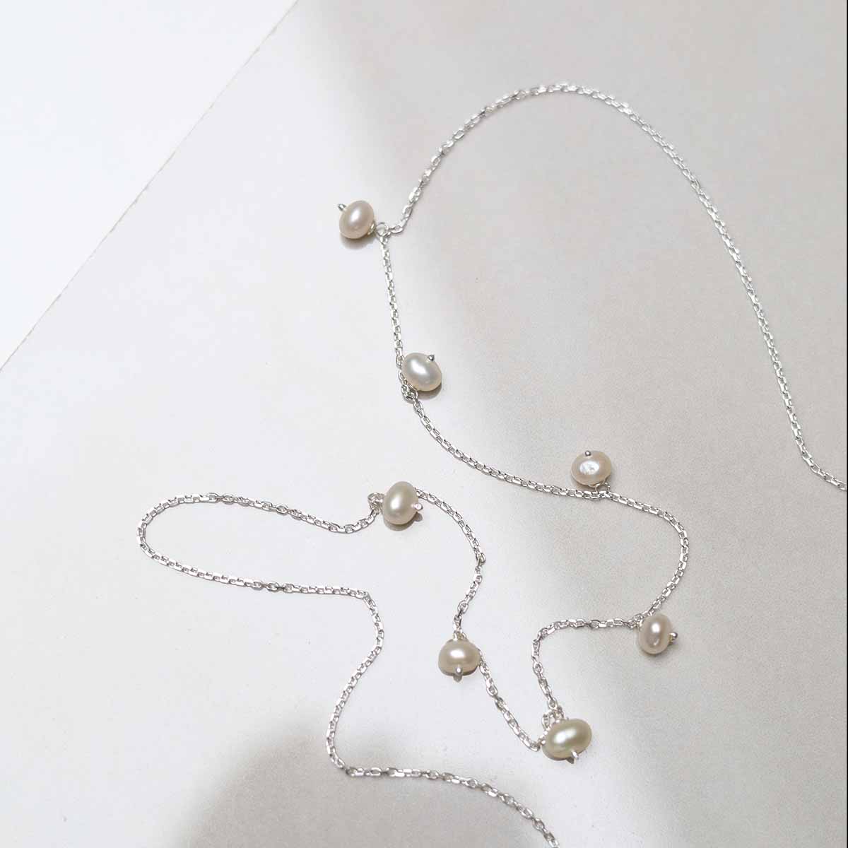 Sterling Silver String of Pearls Necklace