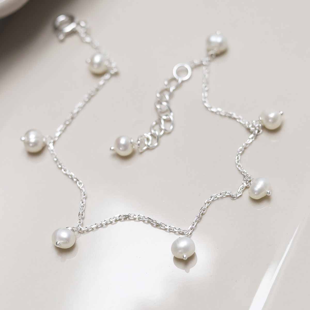 Sterling Silver String of Pearls Bracelet