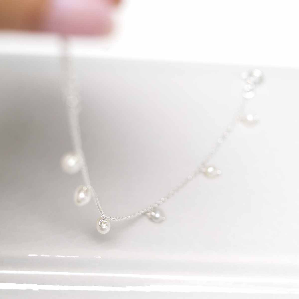 Sterling Silver String of Pearls Bracelet