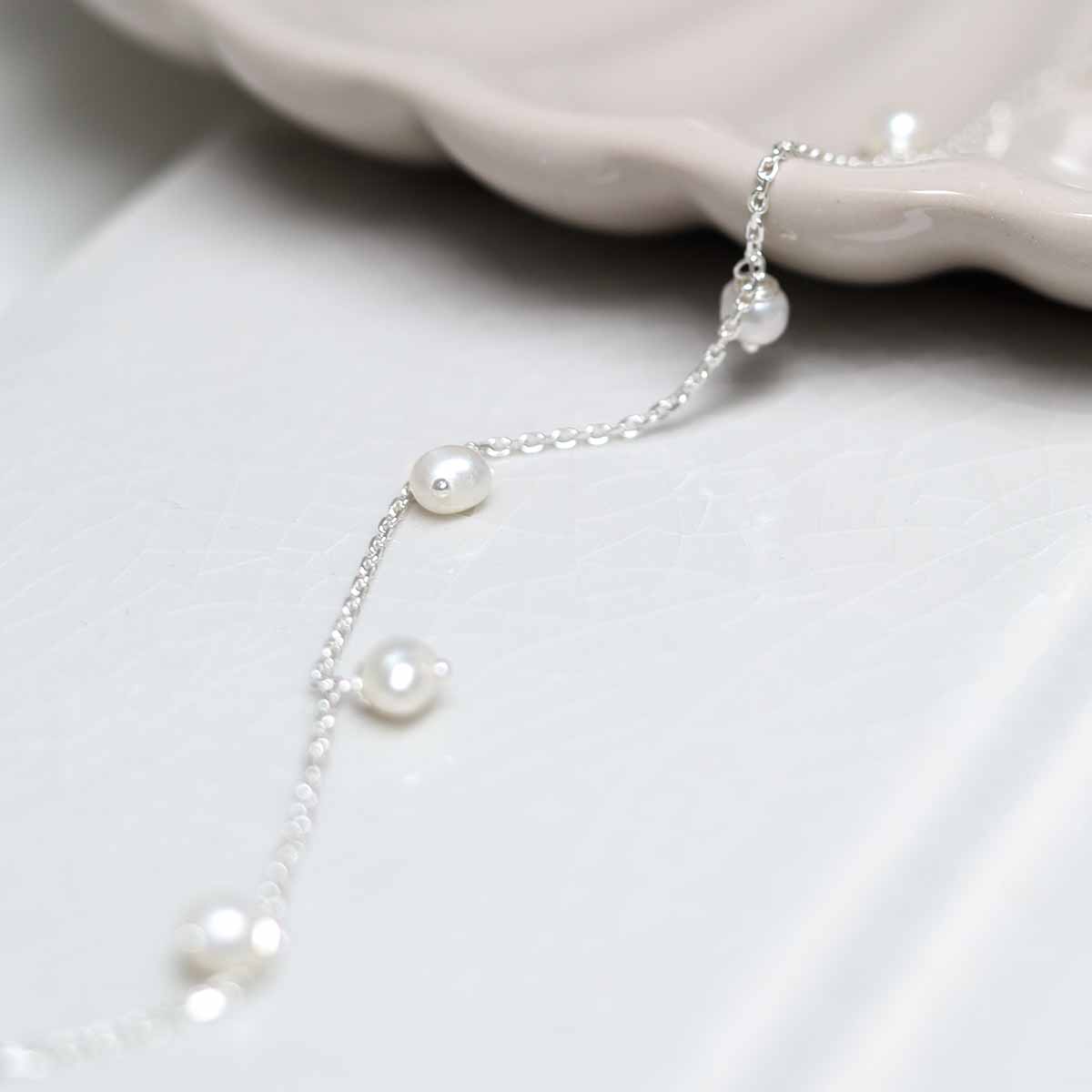Sterling Silver String of Pearls Bracelet