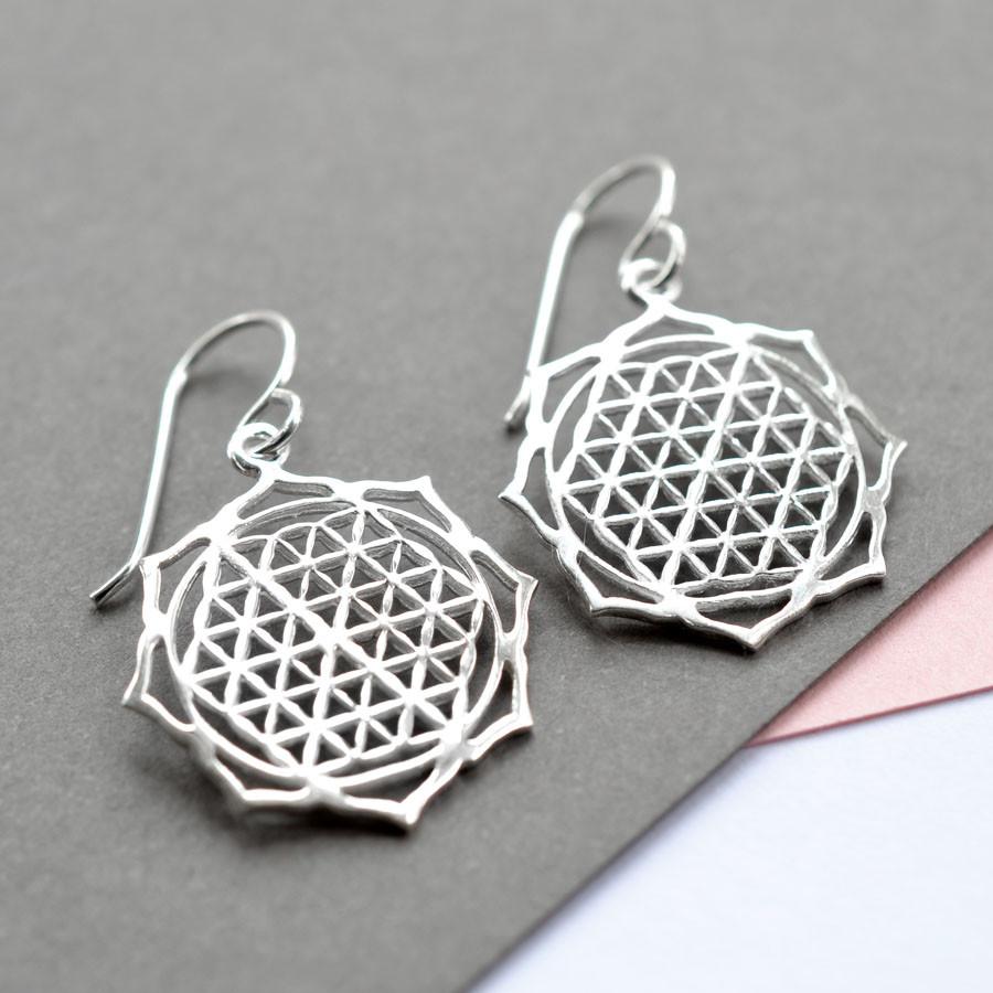 Sterling Silver Dangly Moroccan Flower Earrings