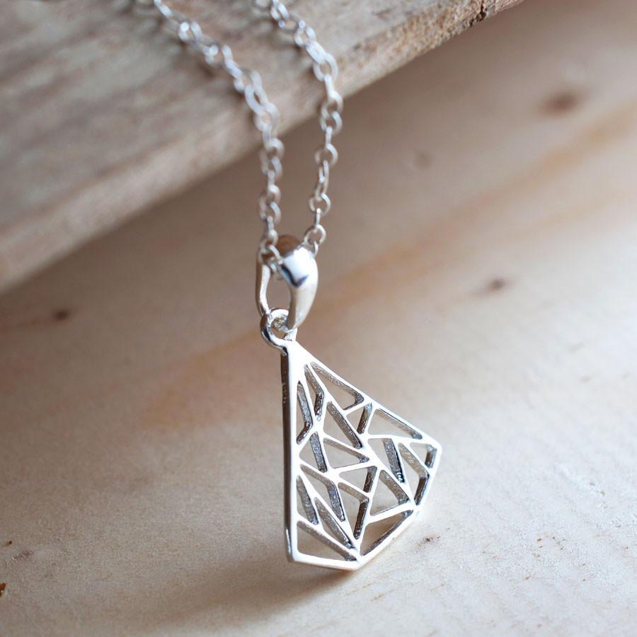 Sterling Silver Art Deco Triangle Necklace