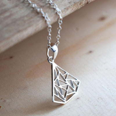 MJ0285N Silver Art Deco Triangles Necklace 2
