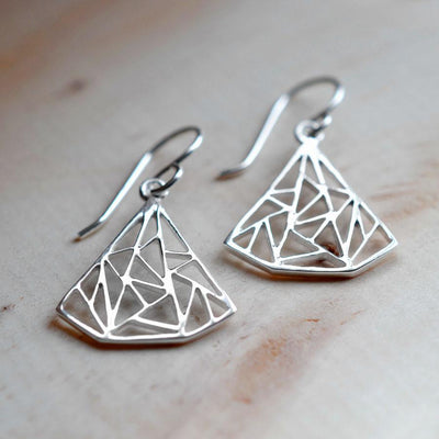 MJ0285E Silver Art Deco Triangles Earrings 1