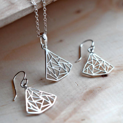 MJ0285S Silver Art Deco Triangles Set 2