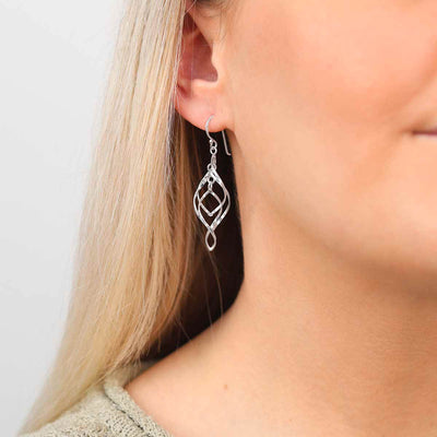 ME533 Sterling Silver Triple Twist Earrings Model