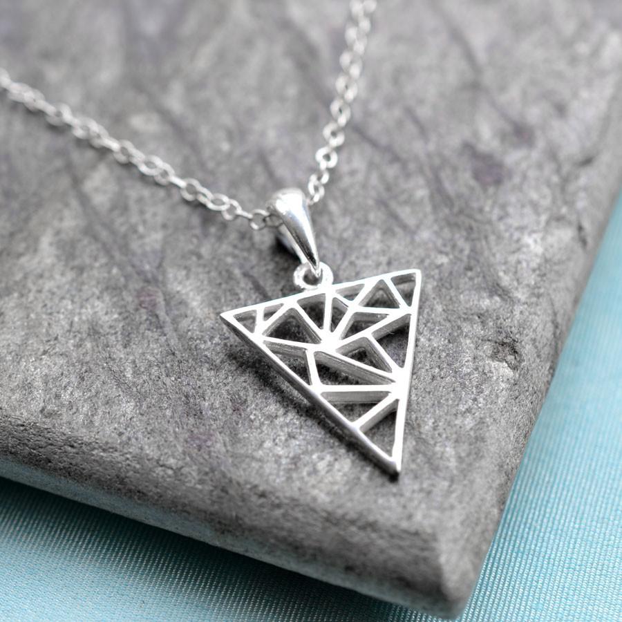 Silver Geometric Triangle Jewellery Set