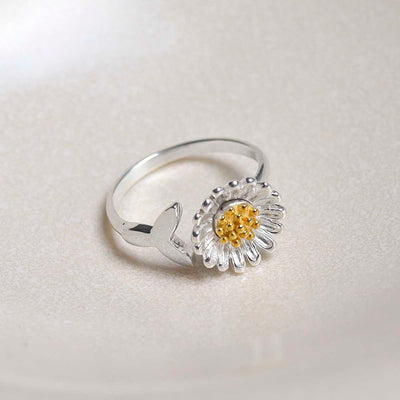 MZB142 Sterling Silver Adjustable Daisy Fidget Ring 3