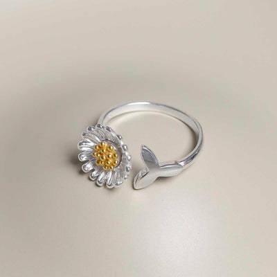 MZB142 Sterling Silver Adjustable Daisy Fidget Ring 1
