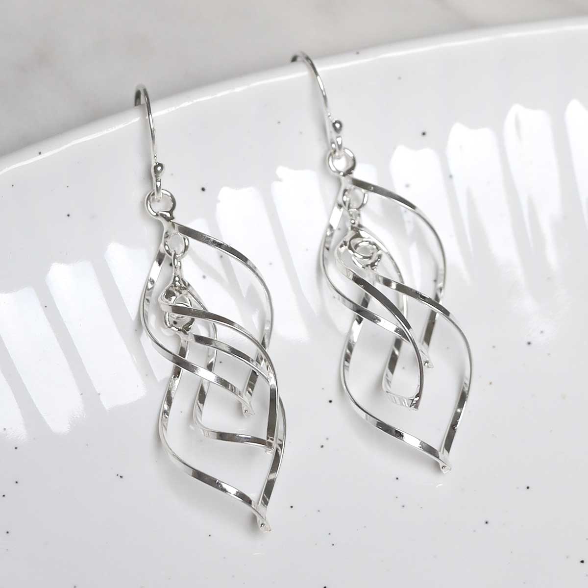 Sterling Silver Triple Twist Earrings