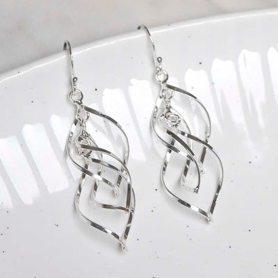 ME533 Sterling Silver Triple Twist Earrings 1